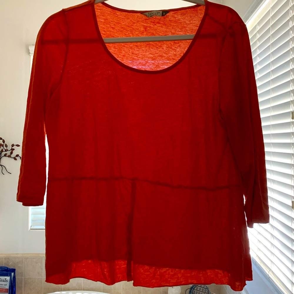 Orange bohemian style cotton top, size small